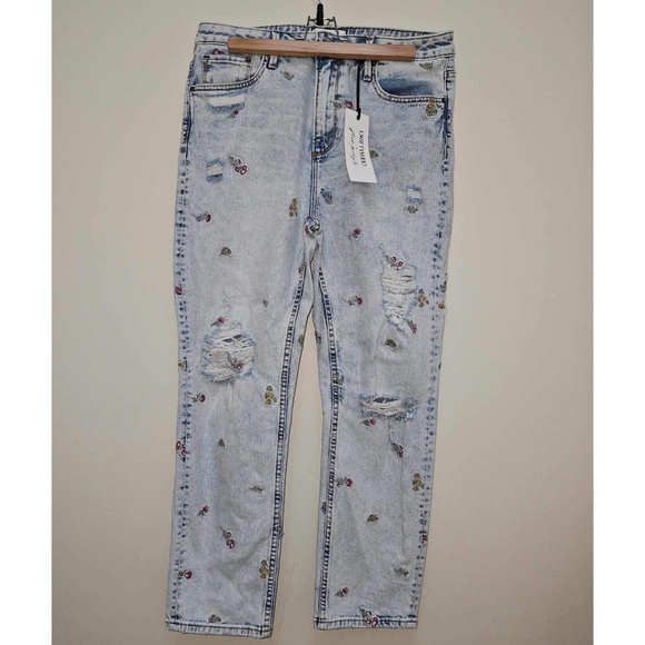 Free People x Driftwood Embroidered Mom Jeans Size 30 - Picture 4 of 6